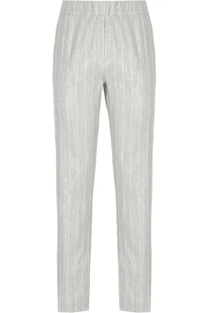 D.EXTERIOR Femme, Pantalons, Gris, Taille: 40 FR Pantalon en viscose gris argenté avec lurex