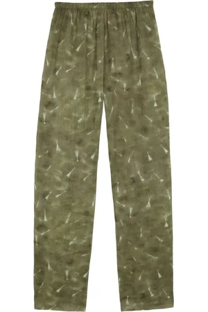 Cortana Femme, Pantalons, Vert, Taille: 44 FR Pantalon Ramie Imprimé Pua