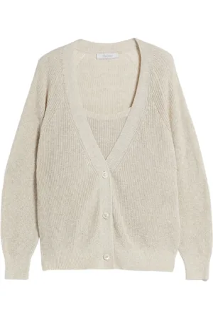 Max Mara Femme, Pulls, , Taille: 42 FR Ensemble Pull et Cardigan en Lin et Coton
