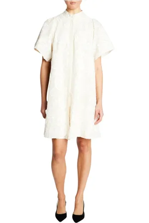Bruuns Bazaar Femme, Robes, Blanc, Taille: 46 FR Robe Élégante Blanche à Manches Bouffantes