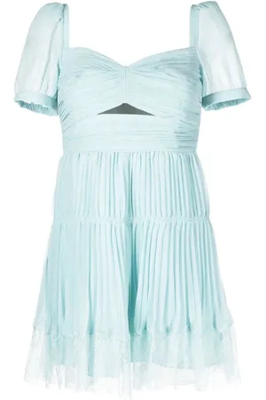 Self-Portrait Femme, Robes, Bleu, Taille: 38 FR Mini-robe en mousseline avec découpes