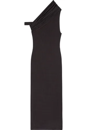 Courrèges Femme, Robes, Noir, Taille: 40 FR Robe Midi Twist à Motif Pied-de-Poule