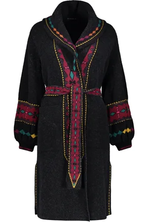 Etro Femme, Pulls, Noir, Taille: 42 FR Cardigan à Motif Jacquard avec Ceinture