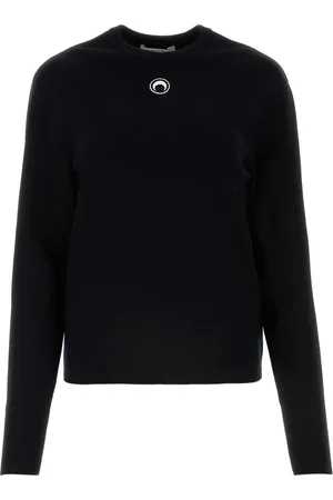 Marine Serre Femme, Pulls, Noir, Taille: 40 FR Maglia Maille Col Rond