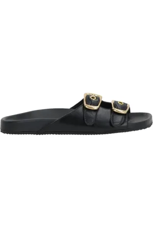 Chloé Femme, Chaussures, Noir, Taille: 35 EU Sandales Slides en Cuir Noir