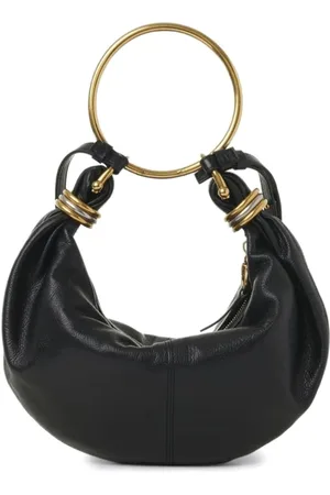 Chloé Femme, Sacs, Noir, Taille: ONE Size Sac Bandoulière Noir en Cuir avec Anse Anneau