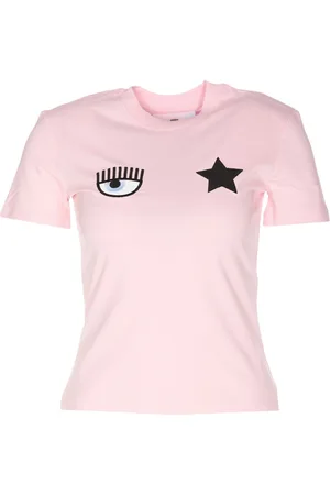 Chiara Ferragni Femme, Tops, Rose, Taille: 38 FR Eye Star Crop T-shirt Graphic Print