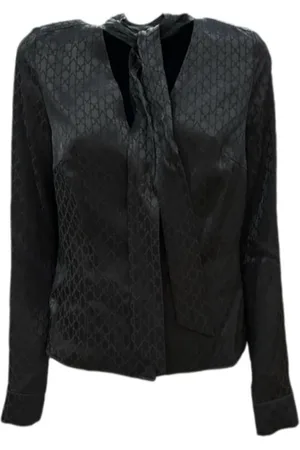 Guess Femme, Blouses et Chemises, Noir, Taille: 38 FR Blouse à et Imprimé Logo