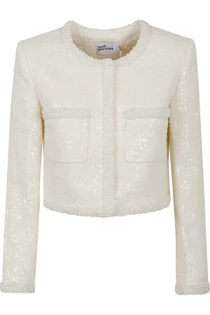 Self-Portrait Femme, Vestes, Blanc, Taille: 38 FR Veste Blanche Style Élégant