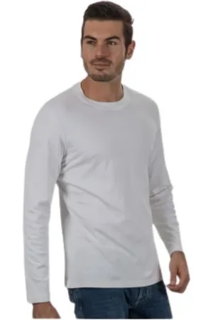 Brunello Cucinelli Homme, Tops, Blanc, Taille: S T-shirt à Manches Longues en Jersey de Coton