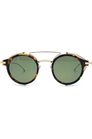 Thom Browne Homme, Accessoires, Brun, Taille: S Lunettes de soleil rondes rétro avec protections latérales