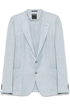 Ermenegildo Zegna Homme, Vestes, Bleu, Taille: XL Veste de Luxe en Lin Laine Soie