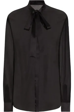 Dolce & Gabbana Femme, Blouses et Chemises, Noir, Taille: 42 FR Chemise noire en soie avec