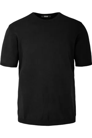 Bomboogie Homme, Tops, Noir, Taille: M Pull à Manches Courtes et Col Rond en Maille Point de Stocking Décolorée