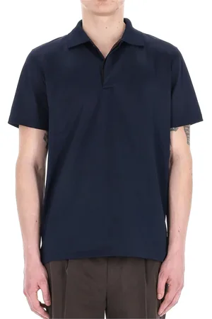 MOORER Homme, Tops, Bleu, Taille: L Polo Bleu en Jersey de Coton