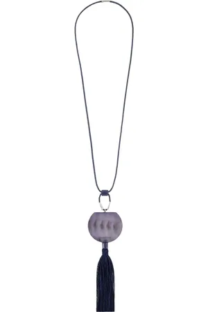 Emporio Armani Femme, Accessoires, Violet, Taille: ONE Size Collier Corde avec Pendentif Marbré et Gland