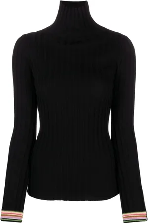 Etro Femme, Pulls, Noir, Taille: 38 FR Col roulé côtelé avec poignets rayés multicolores