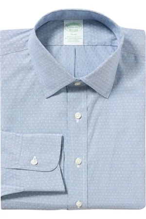 Brooks Brothers Homme, Chemises, Bleu, Taille: XL Chemise habillée bleu marine coupe slim en coton stretch infroissable avec col Ainsley