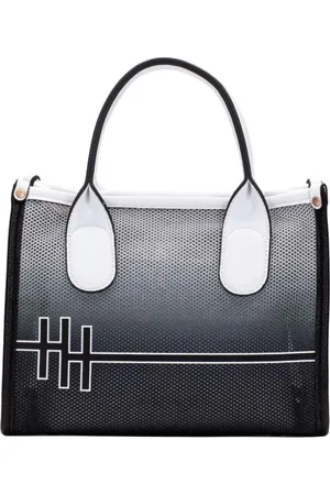 Hispanitas Femme, Sacs, Noir, Taille: ONE Size Sac Structuré en Maille Noire avec Poignées Blanches