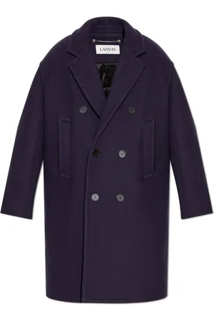 Lanvin Homme, Manteaux, Violet, Taille: L Manteau croisé épais en laine
