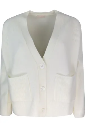 Liu Jo Femme, Pulls, Blanc, Taille: 40 FR Cardigan en laine à col en V
