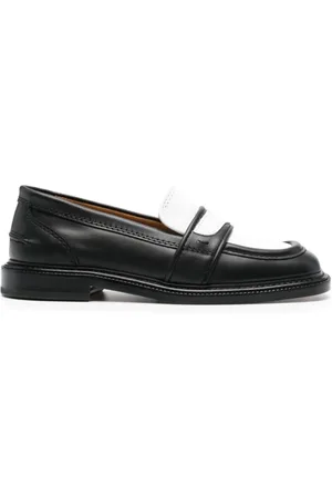 Maison Kitsuné Femme, Chaussures, Noir, Taille: 37 EU Mocassins en cuir noir et blanc