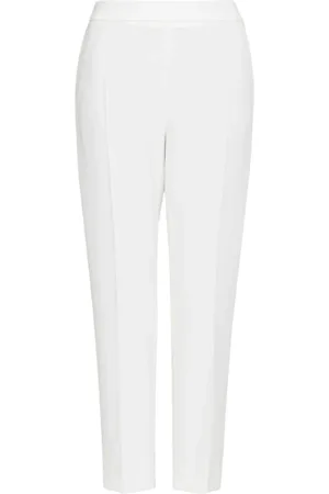 Max Mara Femme, Pantalons, Blanc, Taille: 38 FR Pantalon Plissé en Soie Blanche