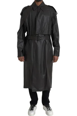 Bottega Veneta Homme, Manteaux, Noir, Taille: S Veste Trench Imperméable en Cuir