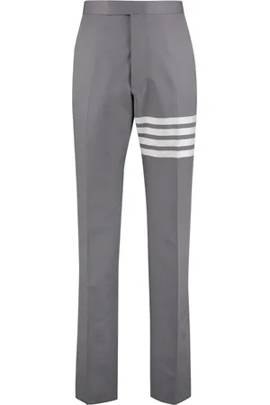 Thom Browne Homme, Pantalons, Gris, Taille: L Pantalon Tailleur avec Détail Tricolore