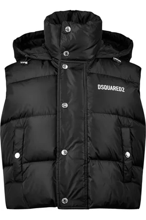 Dsquared2 Femme, Vestes, Noir, Taille: 36 FR Veste Sans Manches Down Noire Zippée Logo