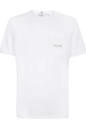 Les Deux Homme, Tops, Blanc, Taille: XS T-shirt Ras du Cou Côtelé