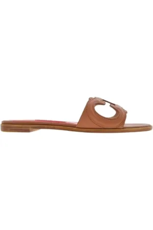 Carolina Herrera Femme, Chaussures, Brun, Taille: 38 EU Sandale en cuir Initials Insignia