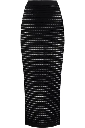 Elisabetta Franchi Femme, Jupes, Noir, Taille: 38 FR Jupe Noire en Tricot avec Détails Intricats