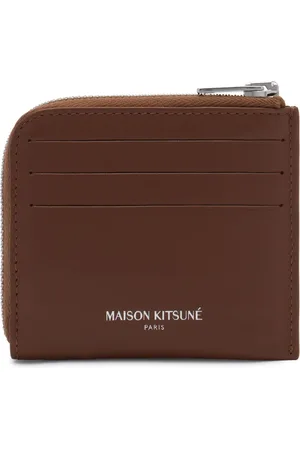Maison Kitsuné Homme, Accessoires, Brun, Taille: ONE Size Porte-cartes zippé Tête de Renard