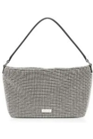 Self-Portrait Femme, Sacs, Gris, Taille: ONE Size Sac en maille argentée avec fermeture éclair