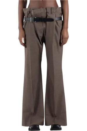 Acne Studios Femme, Pantalons, Brun, Taille: 36 FR Pantalon en Laine Marron Chiné