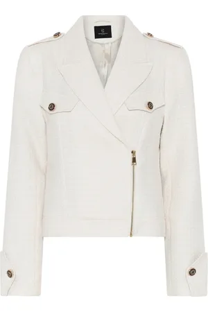 Bruuns Bazaar Femme, Vestes, Blanc, Taille: 40 FR Blazer Blanc Neige avec Poches à Rabat
