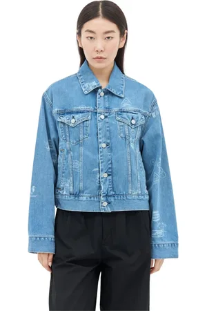 Carhartt Femme, Vestes, Bleu, Taille: 36 FR Veste en jean à motifs graphiques