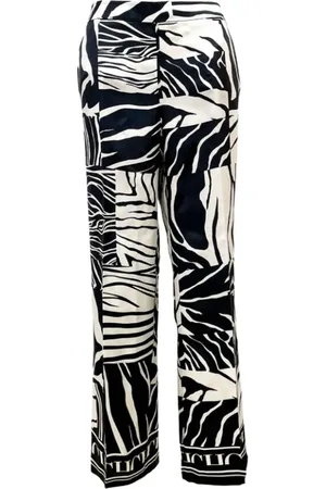 Carolina Herrera Femme, Pantalons, Multicolore, Taille: 40 FR Pantalon Droit en Soie Imprimé Zèbre