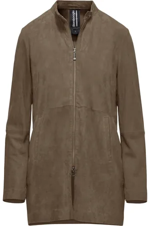 Bomboogie Femme, Vestes, Brun, Taille: 40 FR Manteau en Daim Souple avec Col