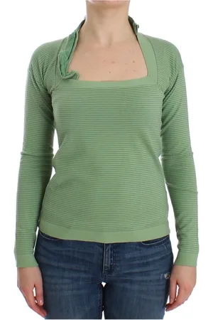 ERMANNO SCERVINO Femme, Blouses et Chemises, Vert, Taille: 40 FR Pull à Manches Longues Rayé en Mélange de Laine