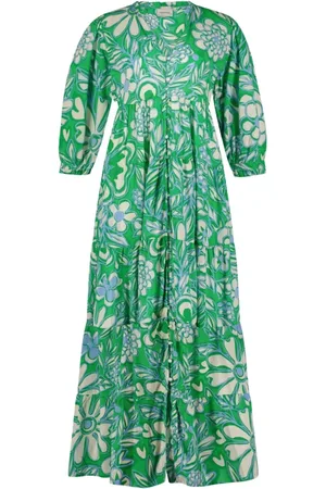 Fabienne Chapot Femme, Robes, Vert, Taille: 36 FR Maxi Robe Brodé avec Manches Bouffantes