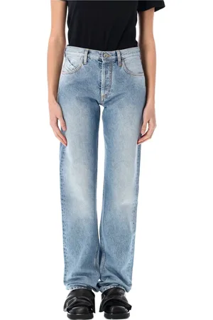 The Attico Femme, Jeans, Bleu, Taille: W26 Pantalon Boyfriend en Denim avec Logo Brodé