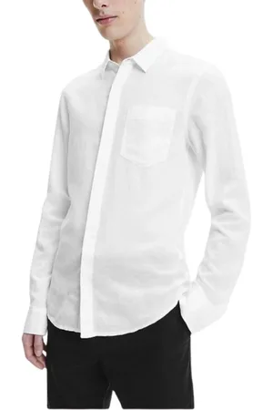 Calvin Klein Homme, Chemises, Blanc, Taille: S Chemise Regular en Lin et Coton