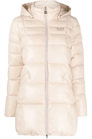 EA7 Femme, Manteaux, Rose, Taille: 38 FR Manteau décontracté rose matelassé et en duvet