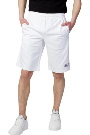 EA7 Homme, Shorts, Blanc, Taille: S Shorts en coton uni avec poches latérales