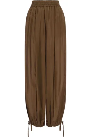 Serafini Femme, Pantalons, Brun, Taille: 40 FR Pantalon en Soie Marron Style Élégant