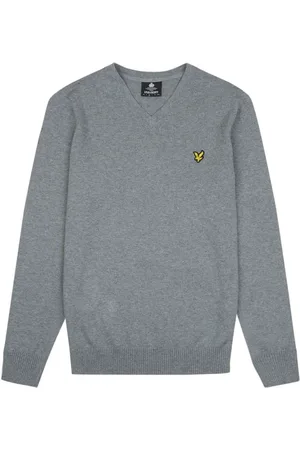 Lyle & Scott Homme, Pulls, Gris, Taille: M Pull en Maille Mérinos et Coton Col V