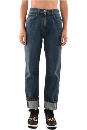 Elisabetta Franchi Femme, Jeans, Bleu, Taille: W29 Jean Mom Fit Logo Brodé
