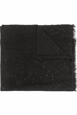 Brunello Cucinelli Femme, Accessoires, Noir, Taille: ONE Size Écharpe de luxe en cachemire et soie à losanges